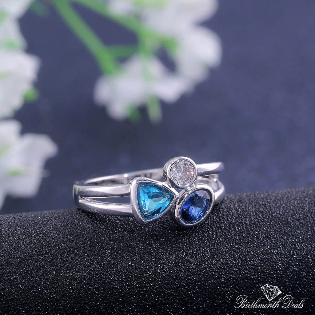 March Aquamarine Birthstone Ring - Birthmonth Deals