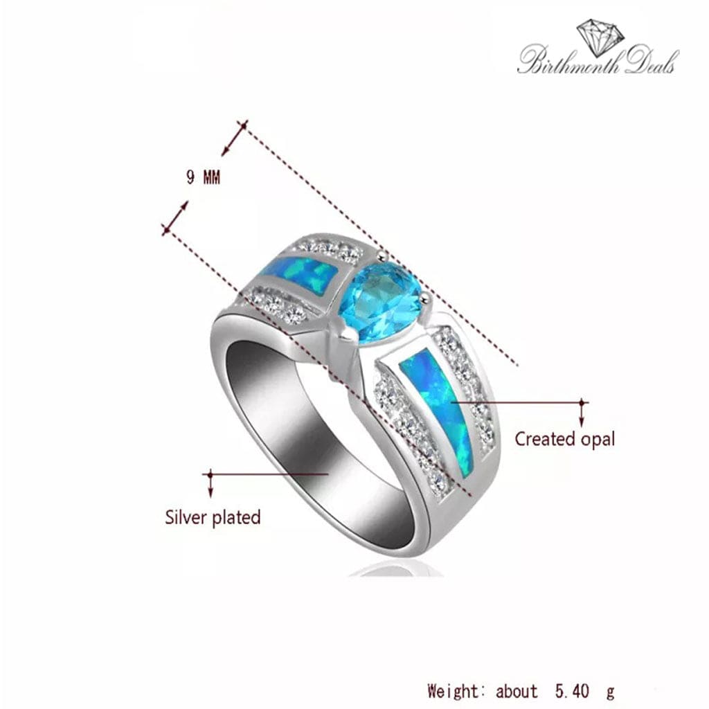 March Aquamarine Birthstone Ring - Birthmonth Deals