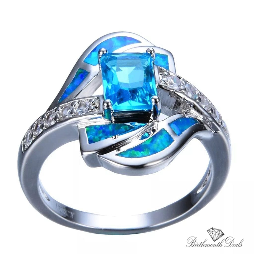 March Aquamarine Birthstone Ring - Birthmonth Deals