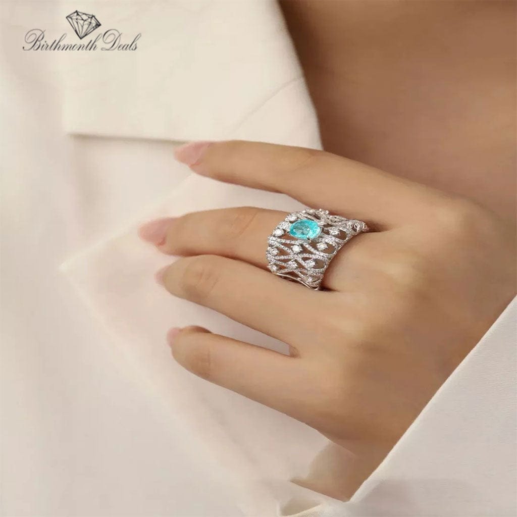 March Aquamarine Birthstone Ring - Birthmonth Deals