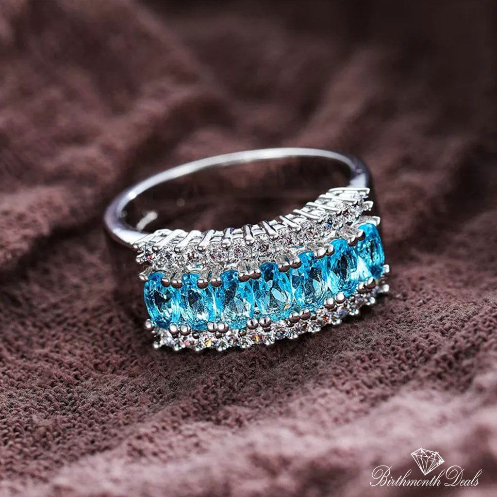 March Aquamarine Birthstone Ring - Birthmonth Deals