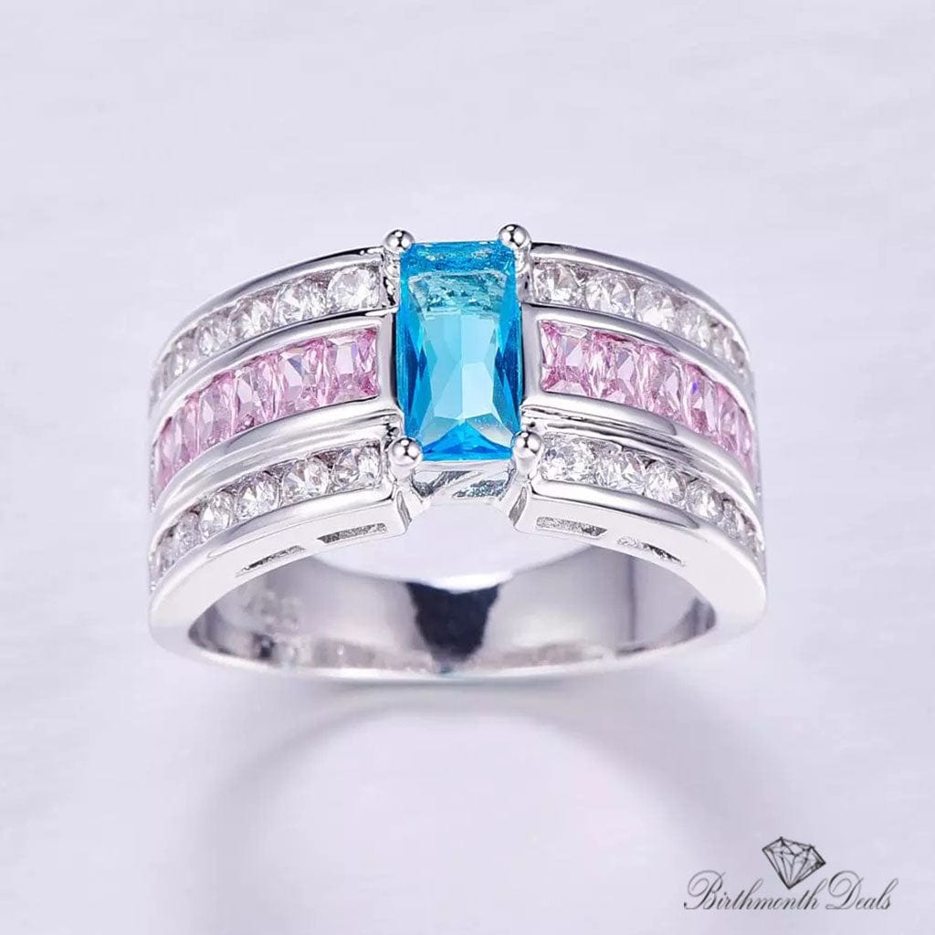 March Aquamarine Birthstone Ring - Birthmonth Deals