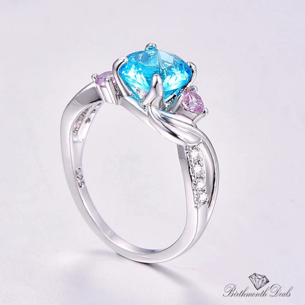 March Aquamarine Birthstone Ring - Birthmonth Deals