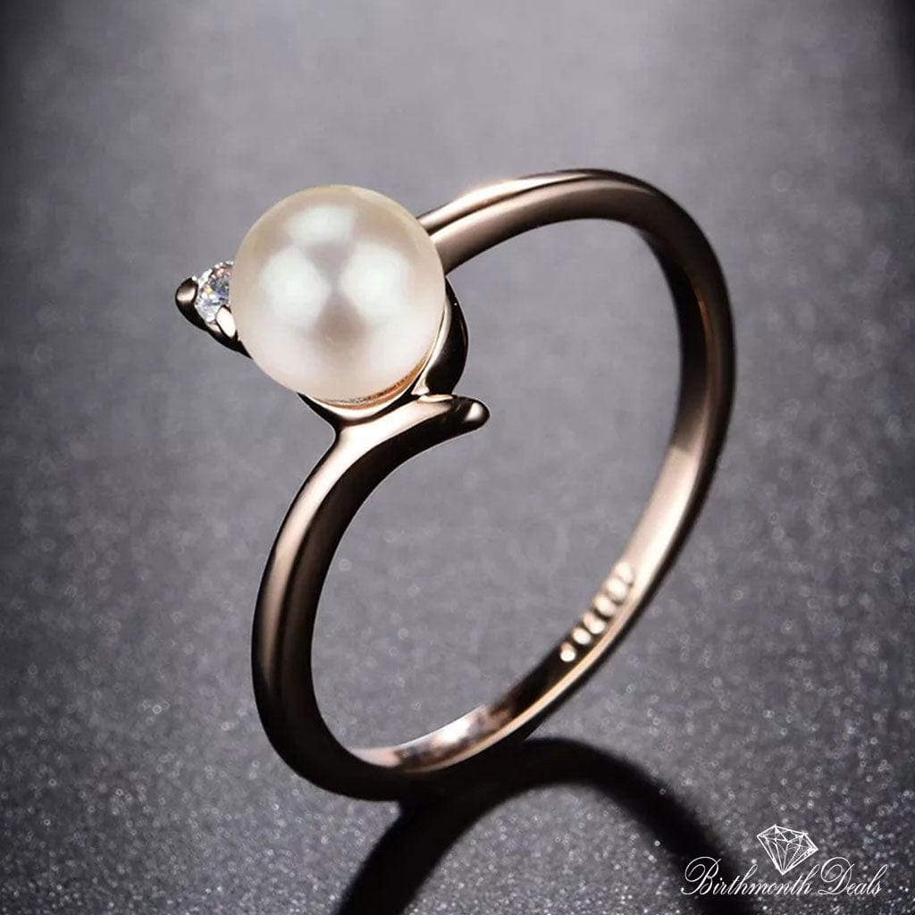 June Pearl Birthstone Stacking Ring - Birthmonth Deals