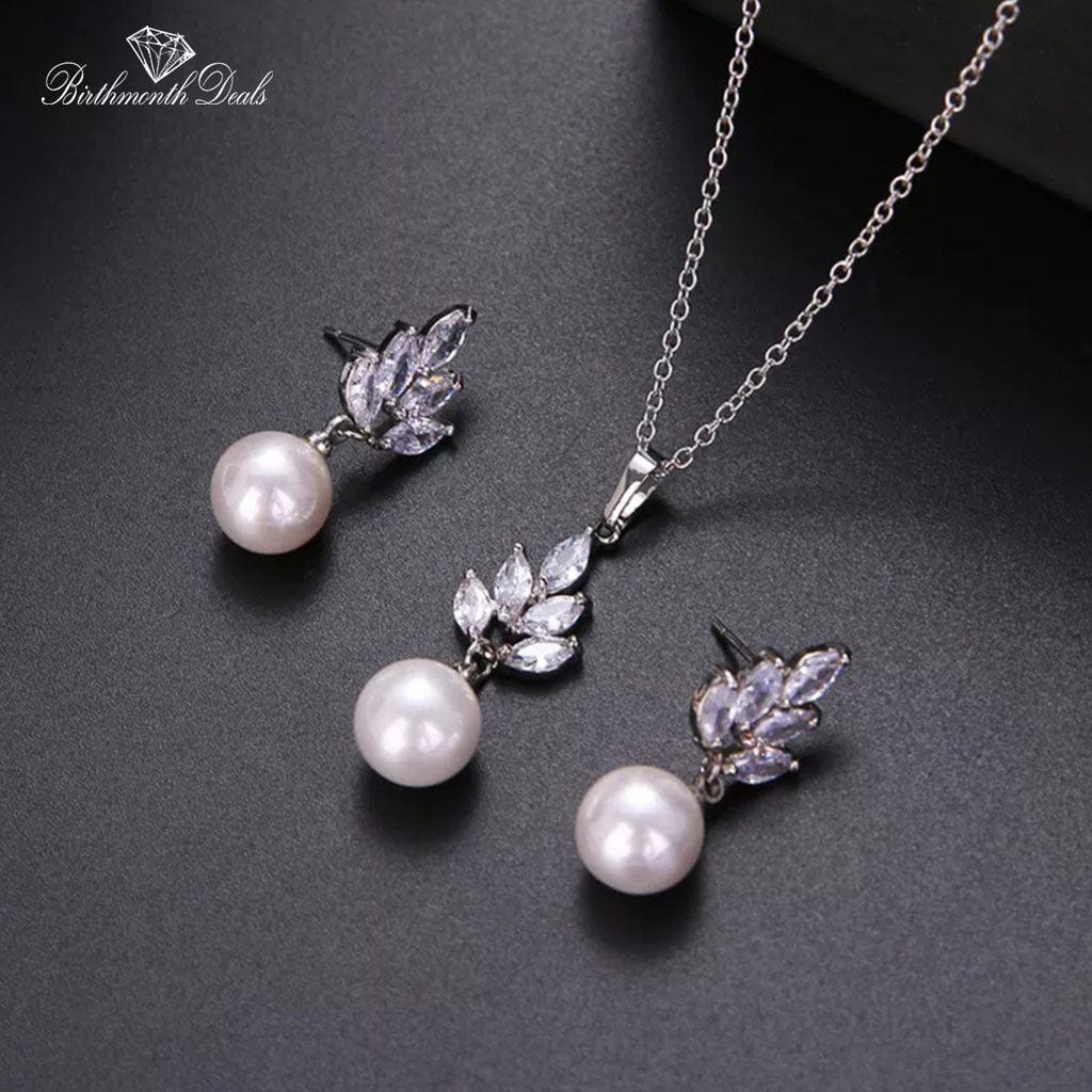 June Pearl Birthstone Jewelry Set - Birthmonth Deals