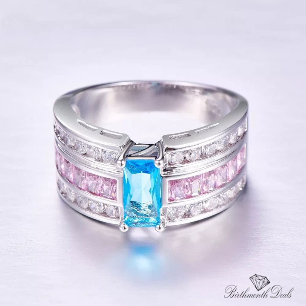 March Aquamarine Birthstone Ring - Birthmonth Deals