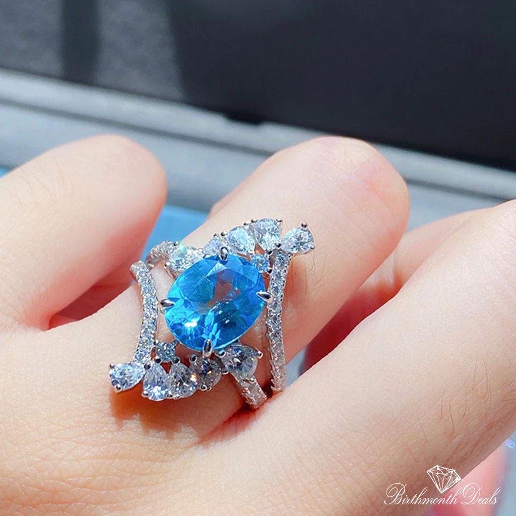 March Aquamarine Birthstone Ring - Birthmonth Deals