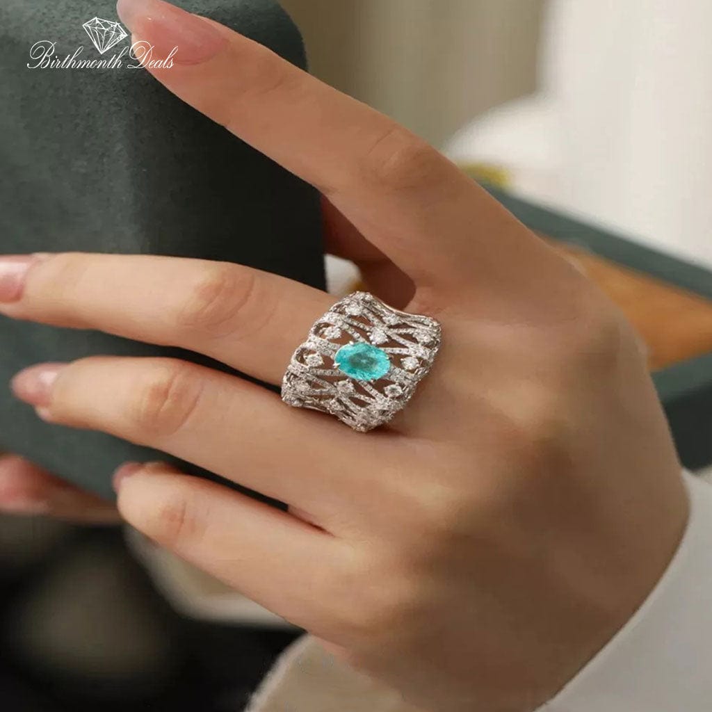 March Aquamarine Birthstone Ring - Birthmonth Deals