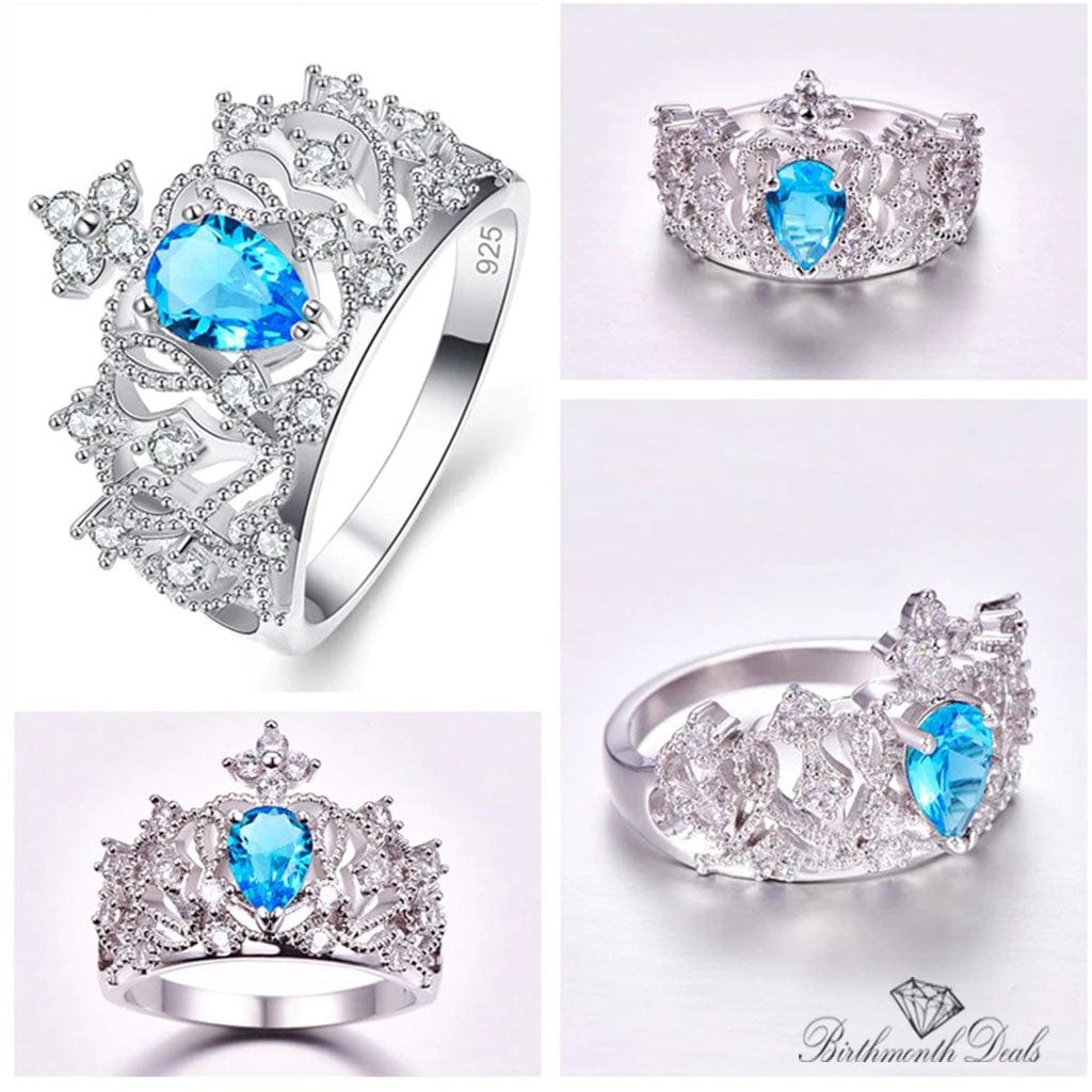 March Aquamarine Birthstone Ring - Birthmonth Deals