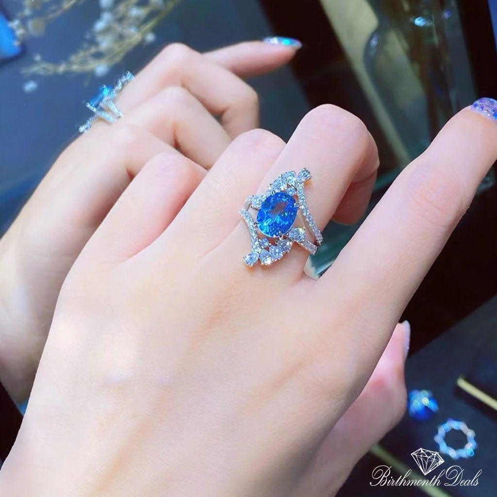 March Aquamarine Birthstone Ring - Birthmonth Deals