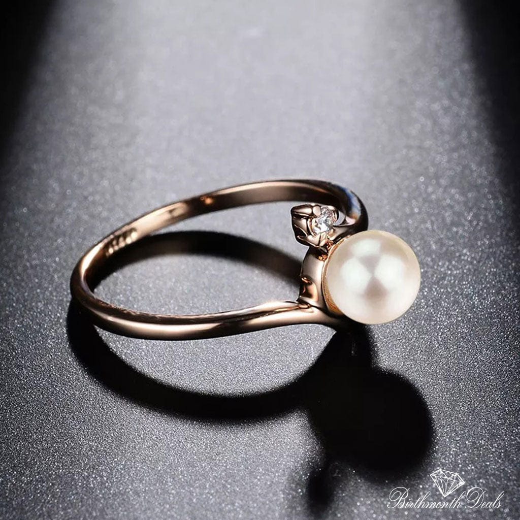 June Pearl Birthstone Stacking Ring - Birthmonth Deals