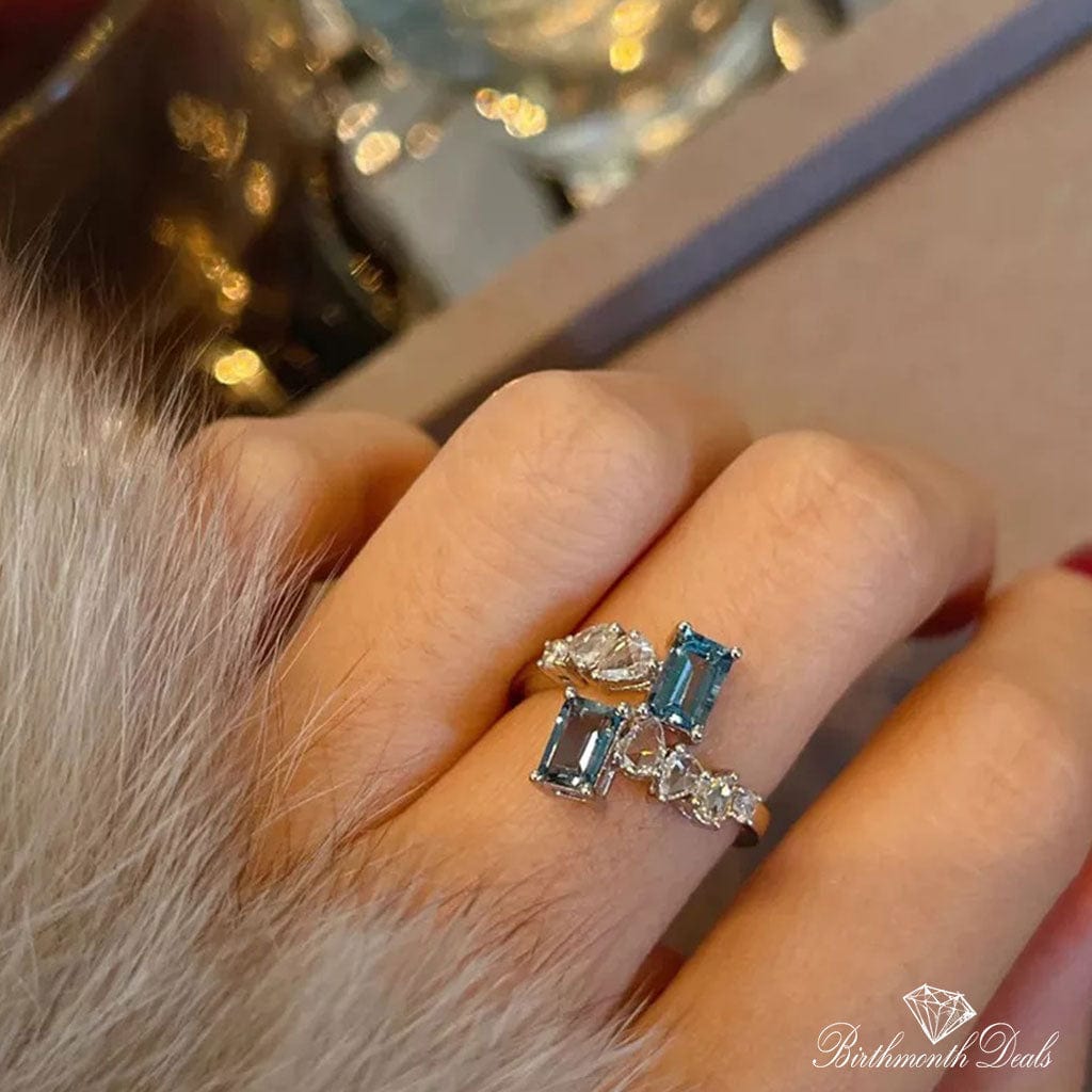 March Aquamarine Birthstone Ring - Birthmonth Deals