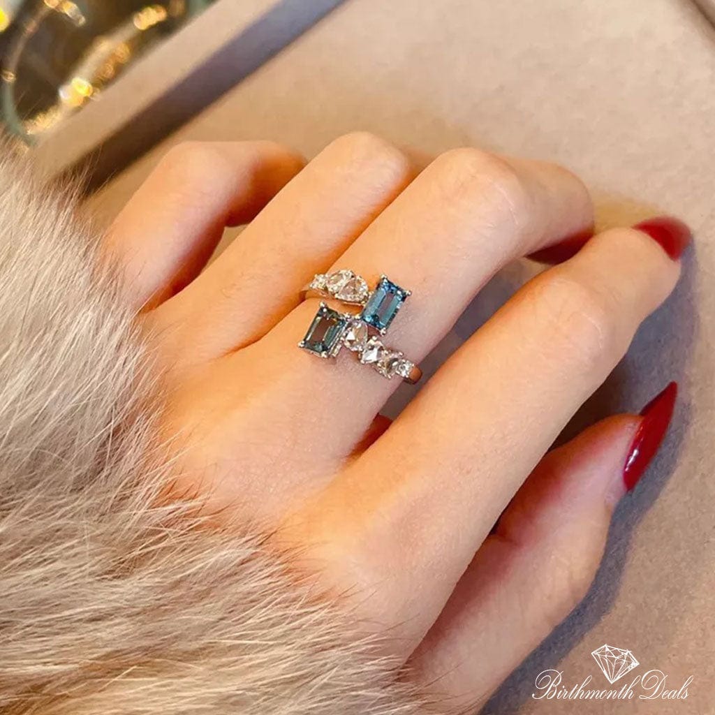 March Aquamarine Birthstone Ring - Birthmonth Deals