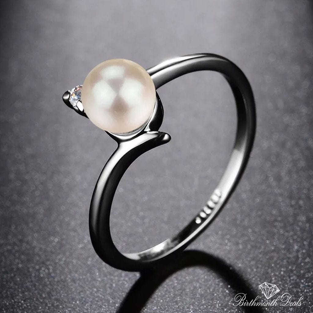 June Pearl Birthstone Stacking Ring - Birthmonth Deals