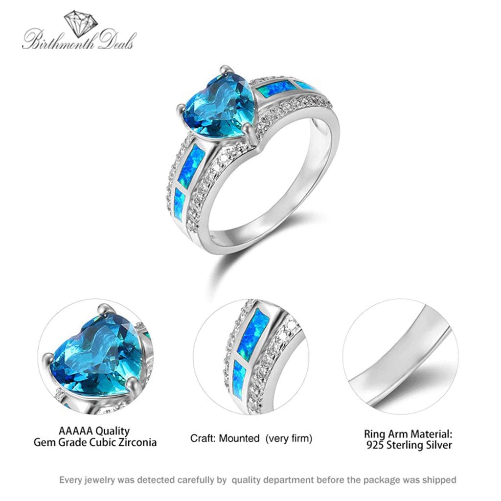 March Aquamarine Birthstone Ring - Birthmonth Deals