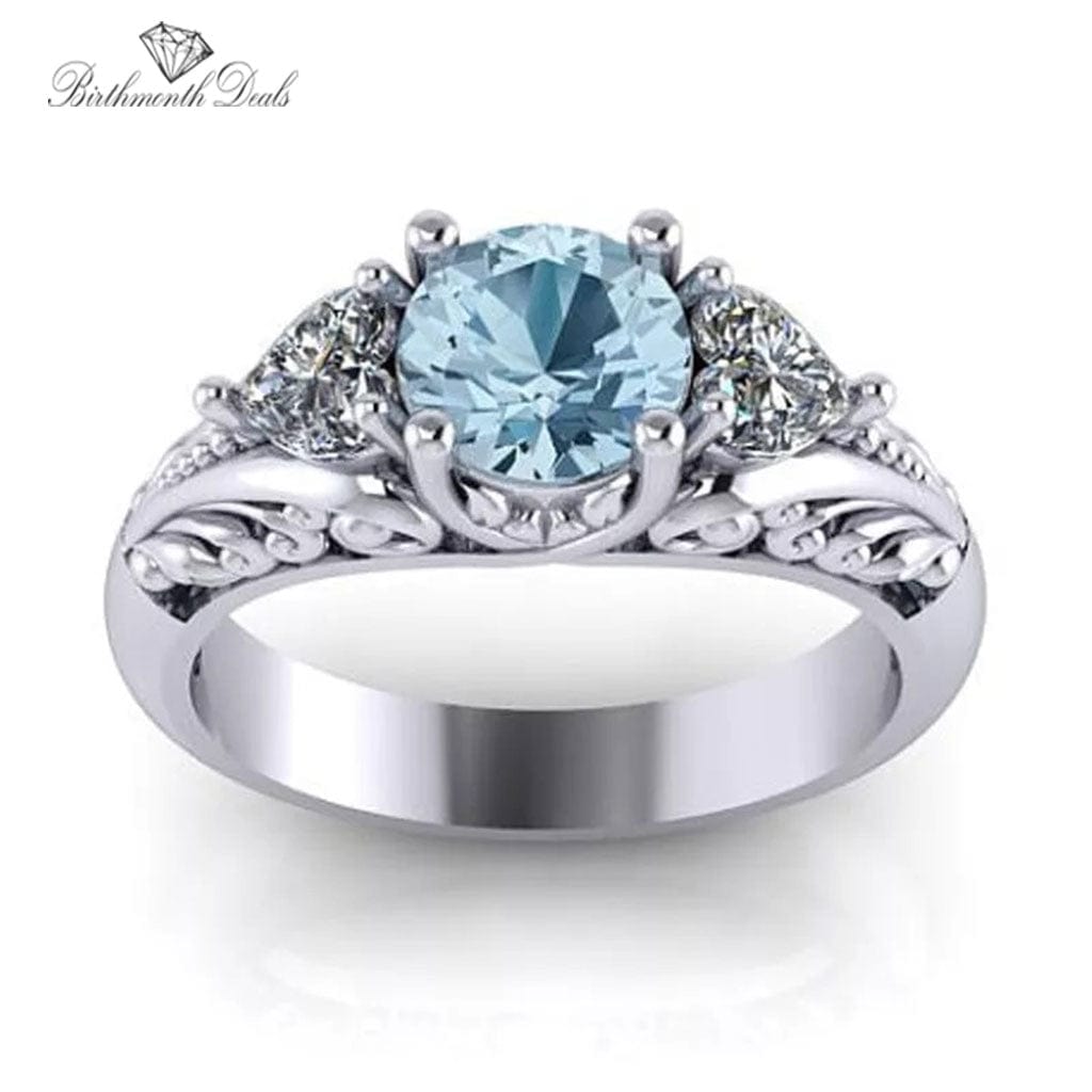 March Aquamarine Birthstone Ring - Birthmonth Deals