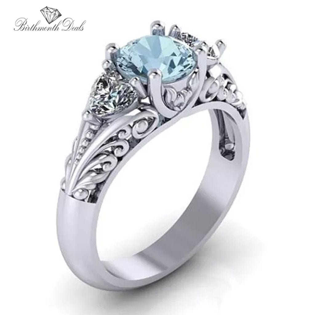 March Aquamarine Birthstone Ring - Birthmonth Deals