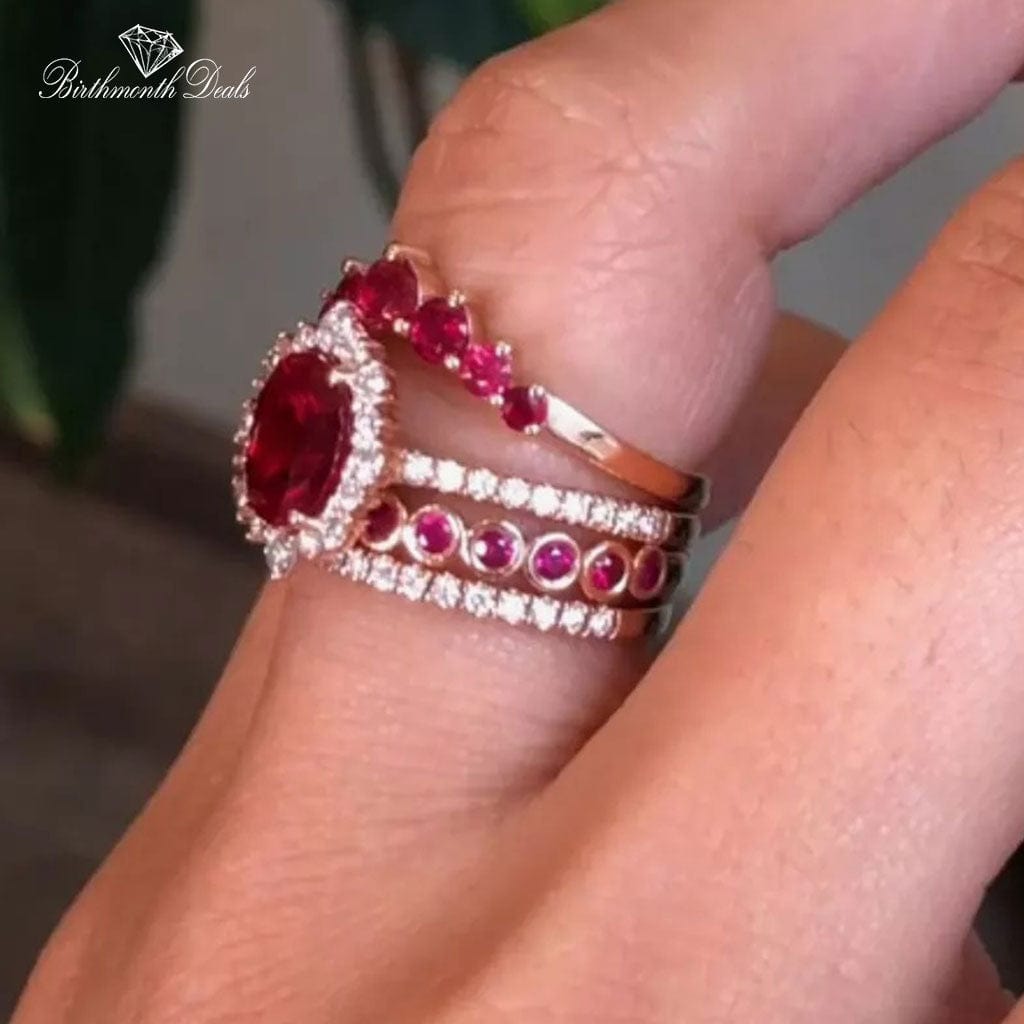 July Ruby Birthstone Stacking Ring - Birthmonth Deals