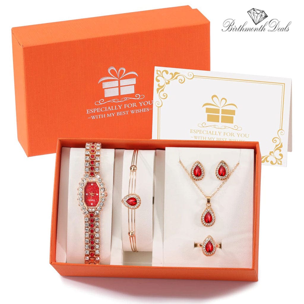 July Ruby Birthstone Jewelry Set - Birthmonth Deals