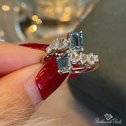 March Aquamarine Birthstone Ring - Birthmonth Deals