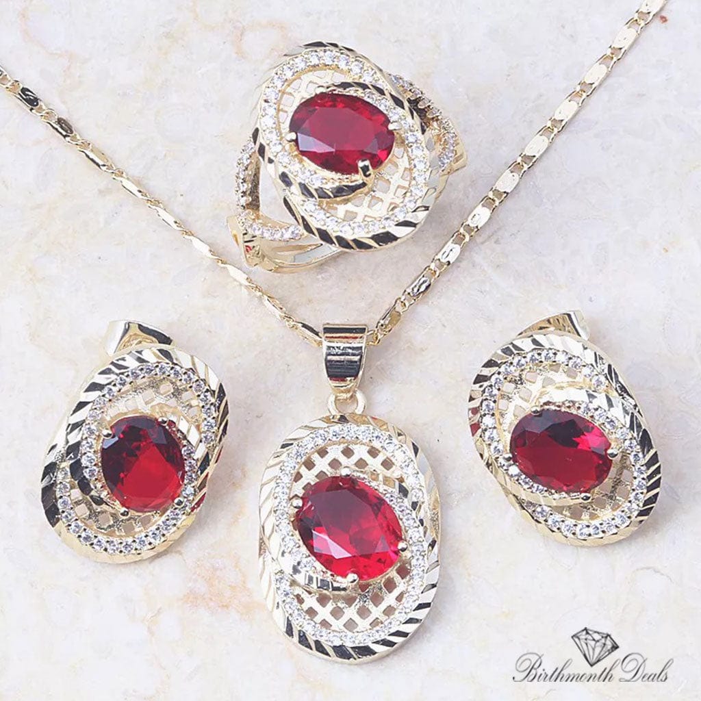 July Ruby Birthstone Jewelry Set - Birthmonth Deals