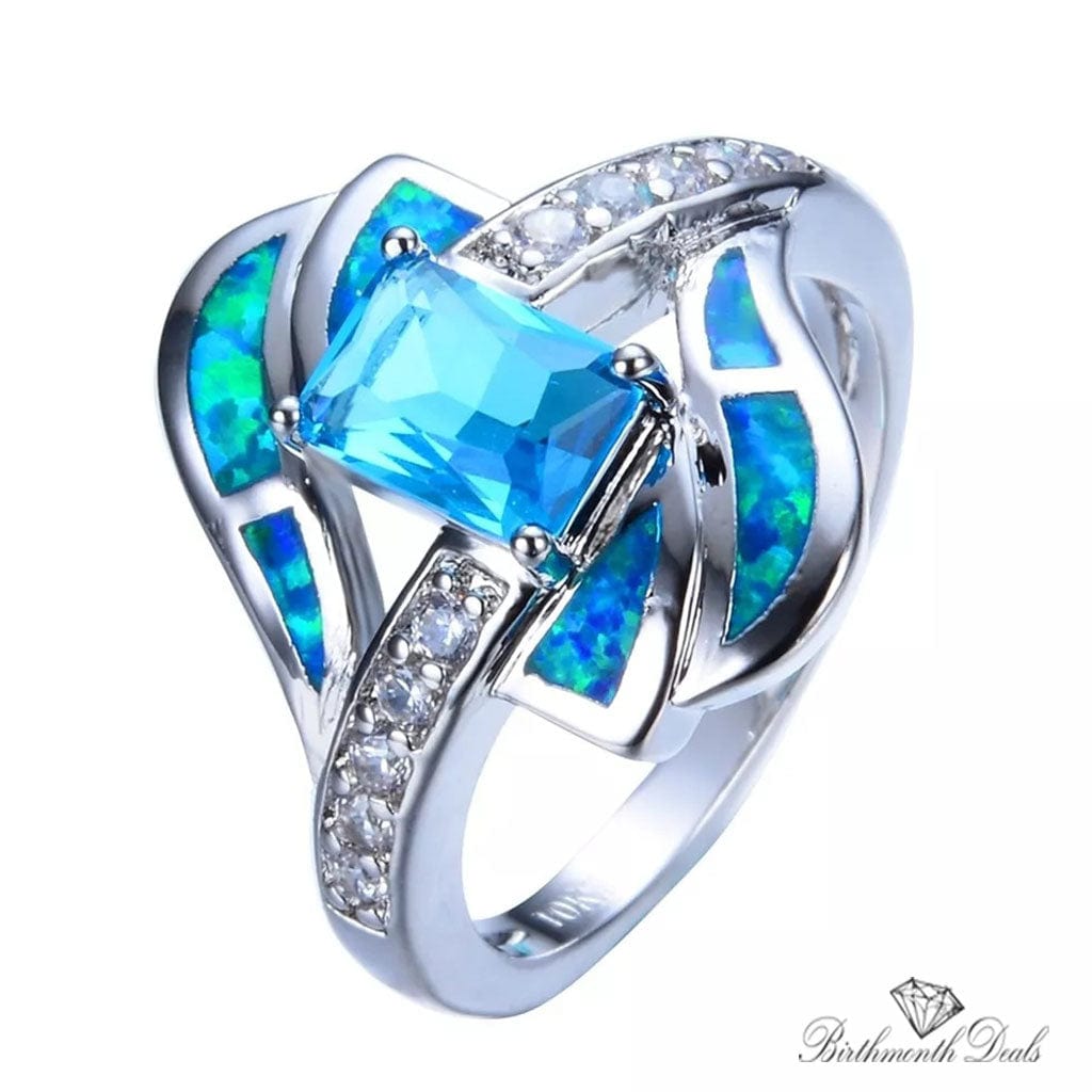 March Aquamarine Birthstone Ring - Birthmonth Deals