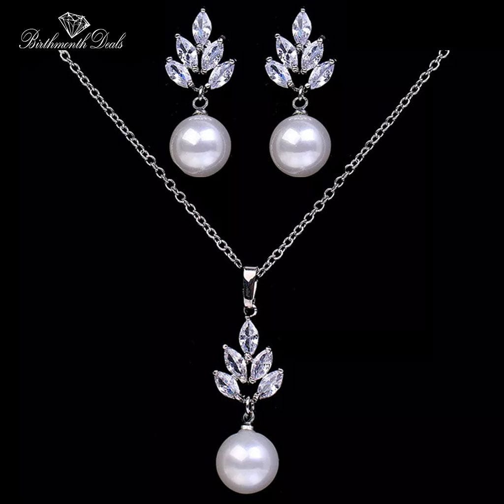 June Pearl Birthstone Jewelry Set - Birthmonth Deals