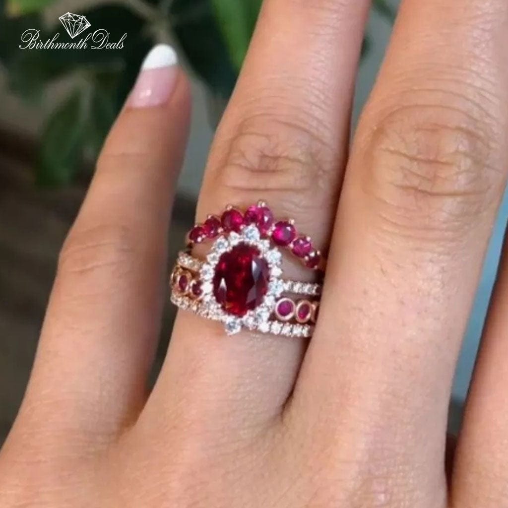 July Ruby Birthstone Stacking Ring - Birthmonth Deals