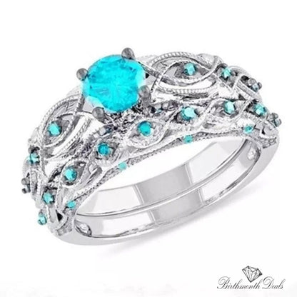 March Aquamarine Birthstone Stacking Ring - Birthmonth Deals