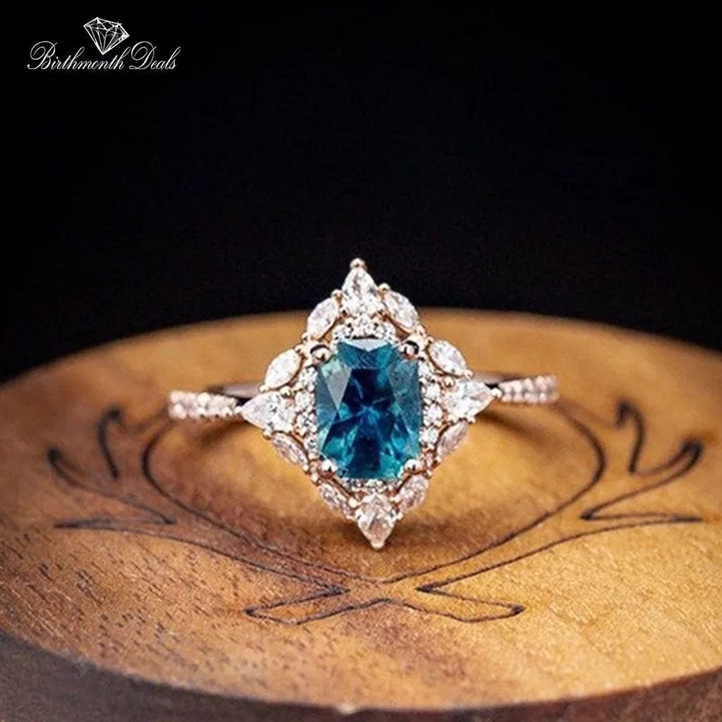 March Aquamarine Birthstone Ring - Birthmonth Deals