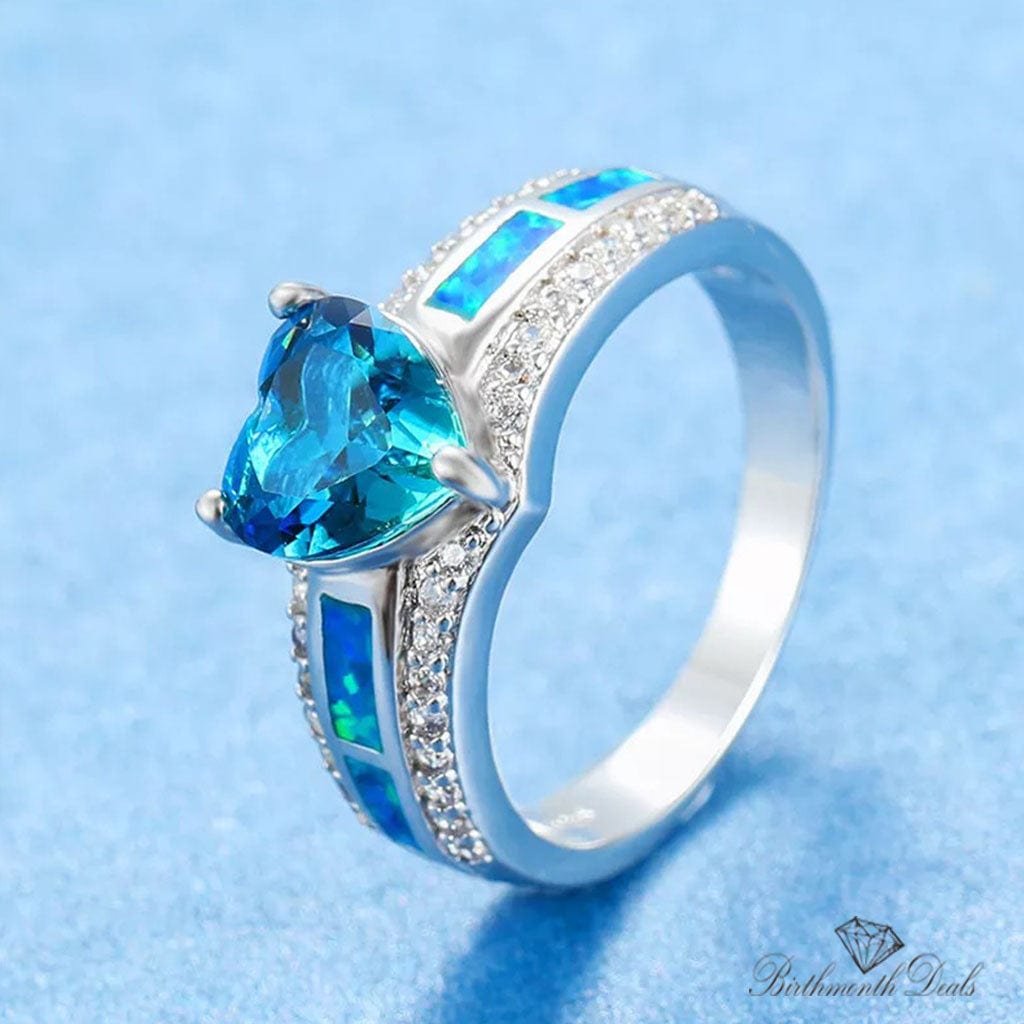 March Aquamarine Birthstone Ring - Birthmonth Deals