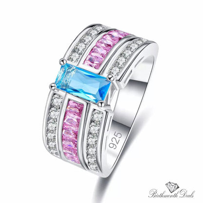 March Aquamarine Birthstone Ring - Birthmonth Deals