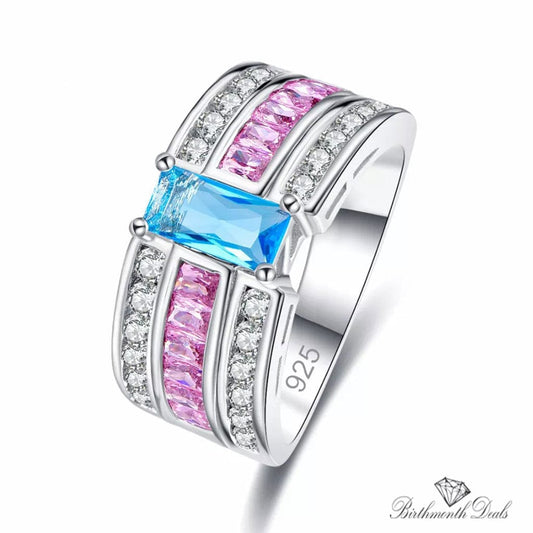 March Aquamarine Birthstone Ring - Birthmonth Deals