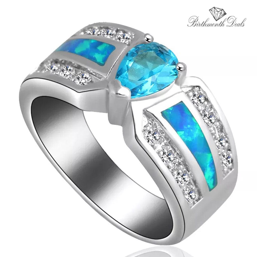 March Aquamarine Birthstone Ring - Birthmonth Deals