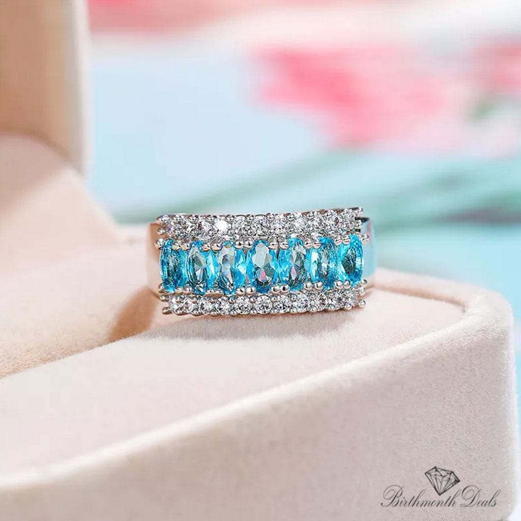 March Aquamarine Birthstone Ring - Birthmonth Deals