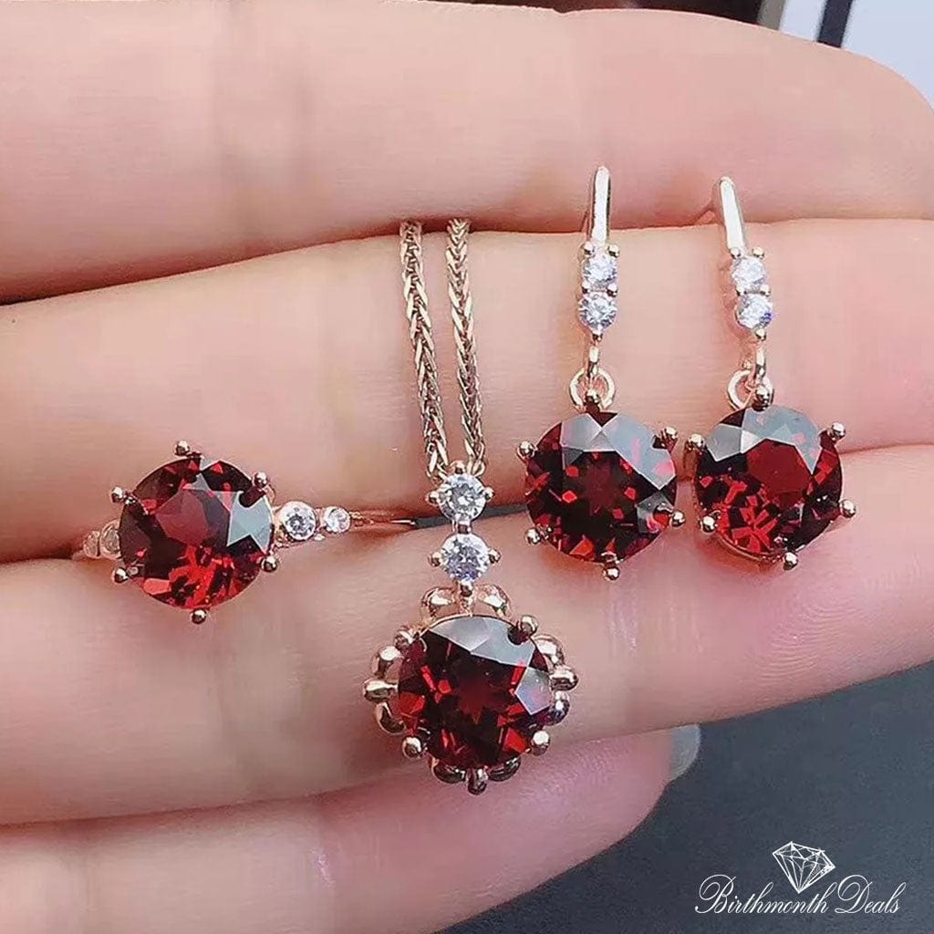 January Garnet Birthstone Jewelry Set - Birthmonth Deals