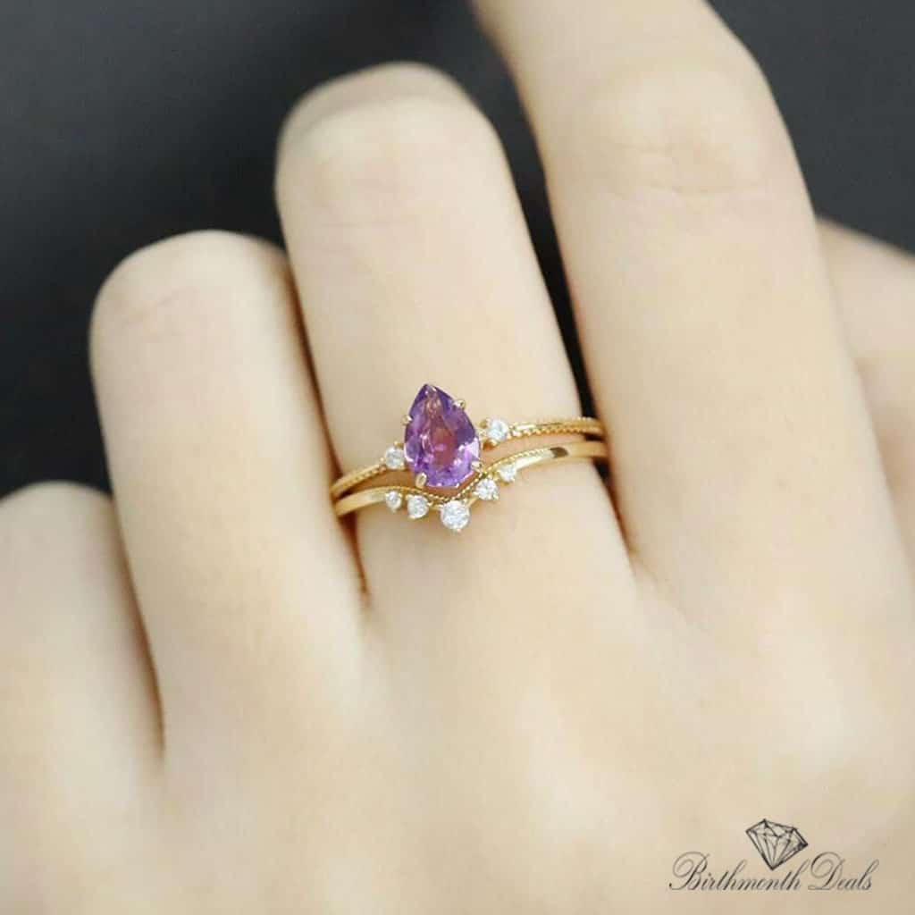 June Alexandrite Birthstone Stacking Ring - Birthmonth Deals