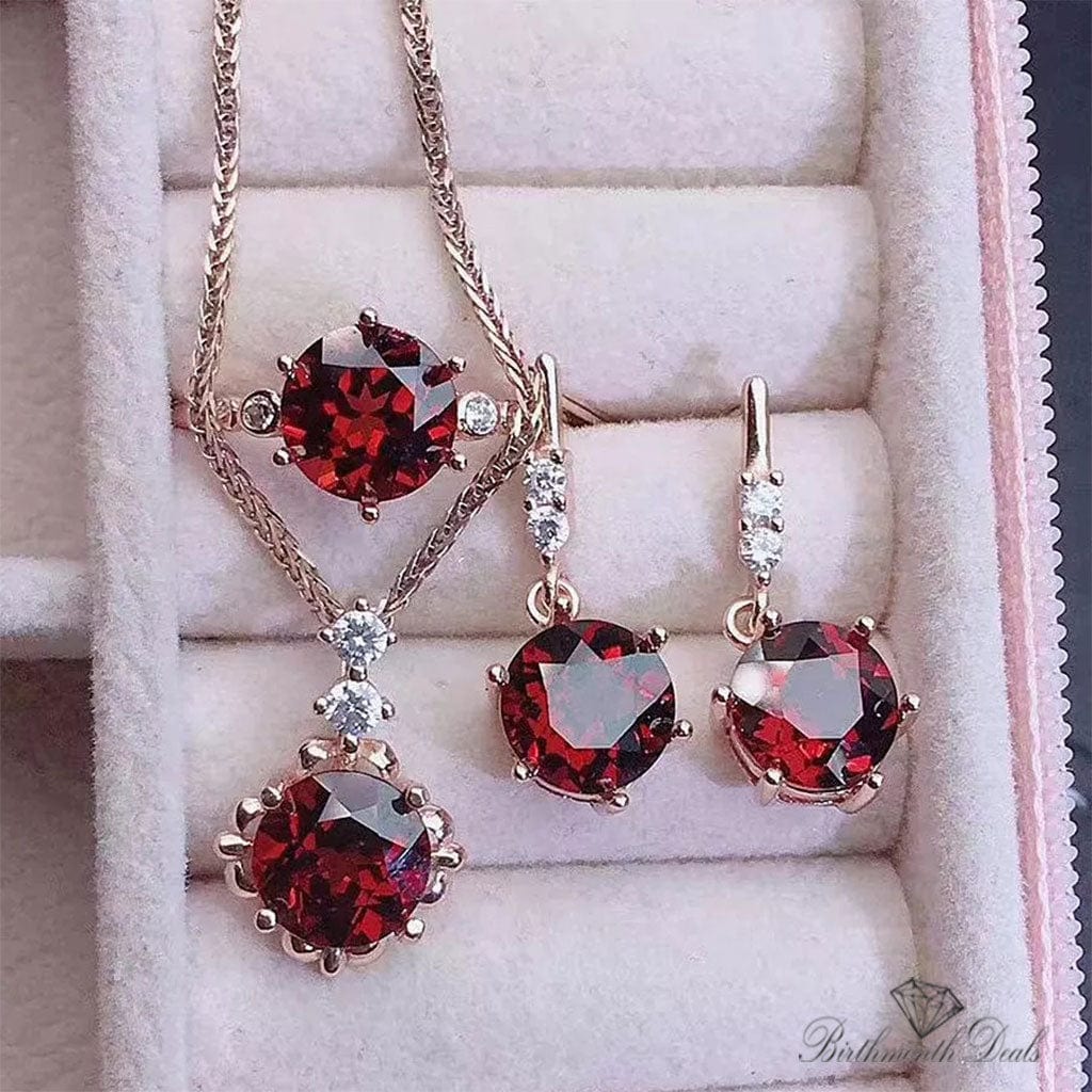 January Garnet Birthstone Jewelry Set - Birthmonth Deals