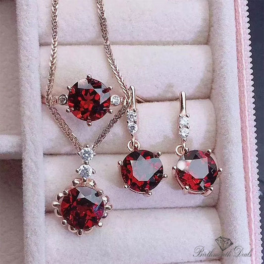 January Garnet Birthstone Jewelry Set - Birthmonth Deals