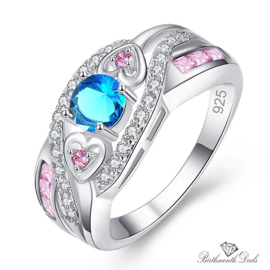 March Aquamarine Birthstone Ring - Birthmonth Deals