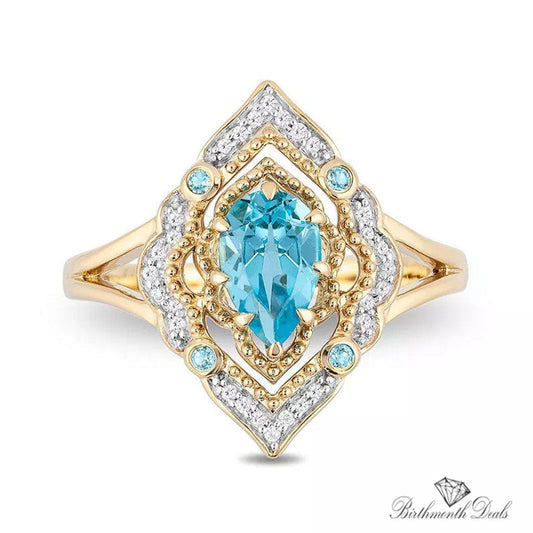 March Aquamarine Birthstone Ring - Birthmonth Deals