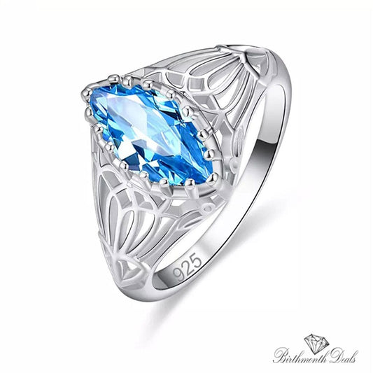 March Aquamarine Birthstone Ring - Birthmonth Deals