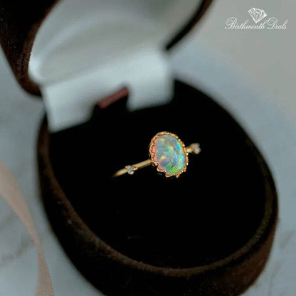 October Opal Birthstone Ring - Birthmonth Deals