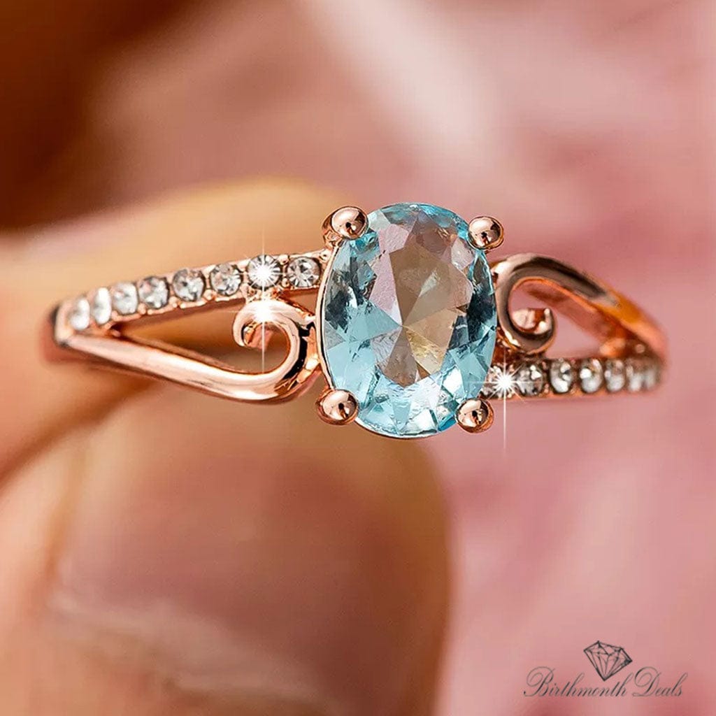 March Aquamarine Birthstone Ring - Birthmonth Deals