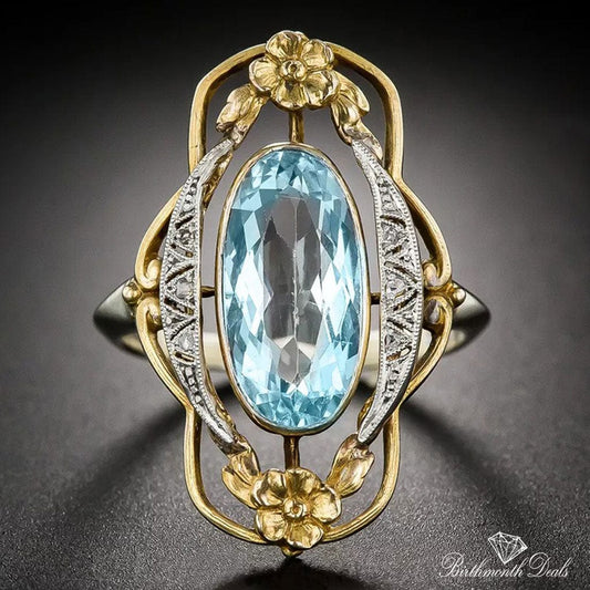 March Aquamarine Birthstone Ring - Birthmonth Deals