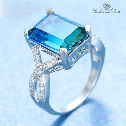 March Aquamarine Birthstone Ring - Birthmonth Deals