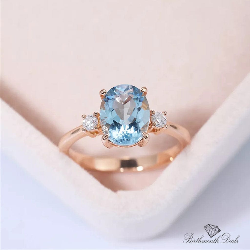 March Aquamarine Birthstone Ring - Birthmonth Deals