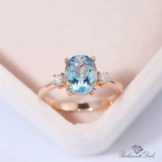 March Aquamarine Birthstone Ring - Birthmonth Deals