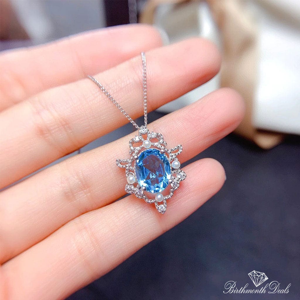 March Aquamarine Birthstone Necklace - Birthmonth Deals