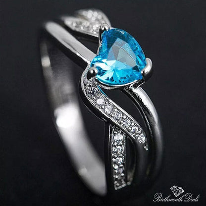 March Aquamarine Birthstone Ring - Birthmonth Deals